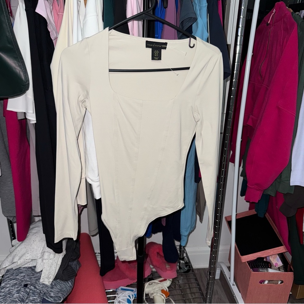 House of Harlow 1960 Beige Long Sleeve Bodysuit